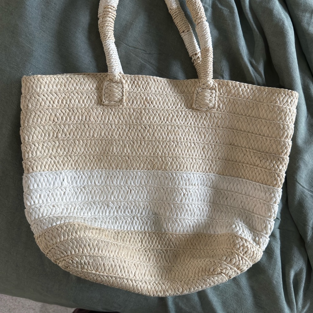 Altru Tan and White Textured Tote Bag